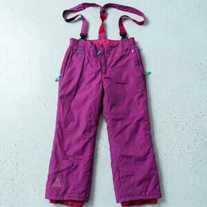 80s Retro Ski Bibs Vintage SOS Sweden Neon Pink Purple Snow Pants Apres Gorpcore